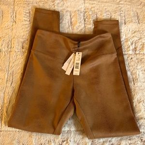 Brand new Tahari faux leather warm tan leggings!